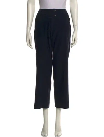 Pre-owned Donna Karan Wool Wide Leg Pants In Black
