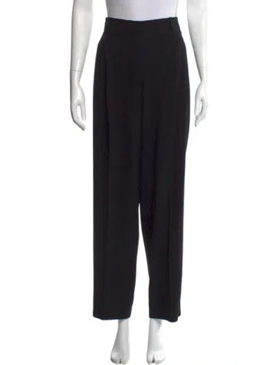 Pre-owned Donna Karan Wool Wide Leg Pants In Black