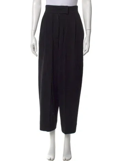 Pre-owned Donna Karan Wool Wide Leg Pants In Black