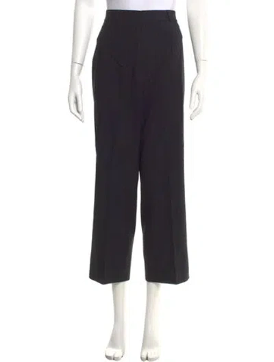 Pre-owned Donna Karan Wool Wide Leg Pants In Black