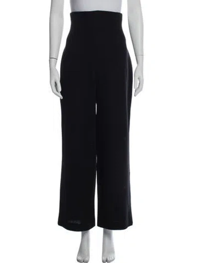 Pre-owned Donna Karan Wool Wide Leg Pants In Black