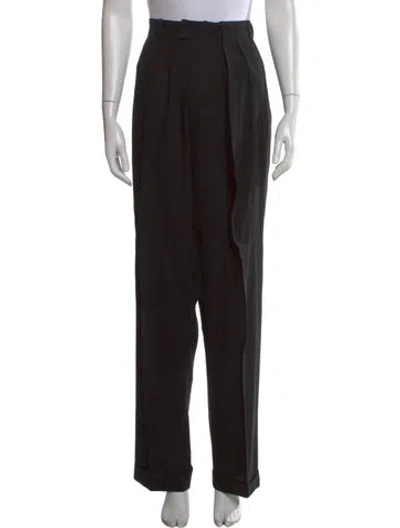 Pre-owned Donna Karan Wool Wide Leg Pants In Black
