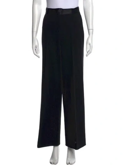 Pre-owned Donna Karan Wool Wide Leg Pants In Black
