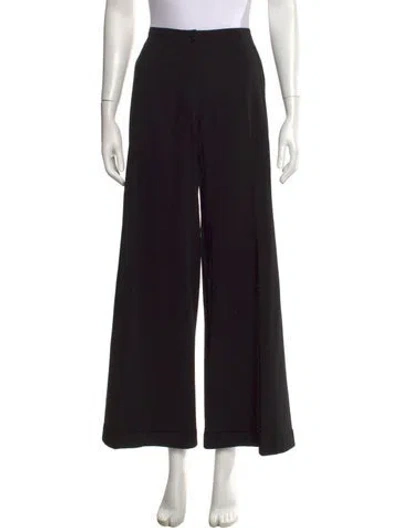 Pre-owned Donna Karan Wool Wide Leg Pants In Black
