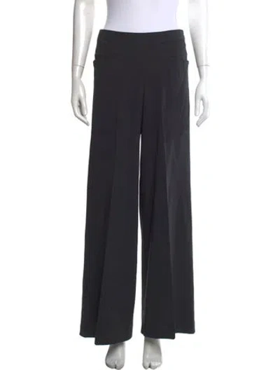 Pre-owned Donna Karan Wool Wide Leg Pants In Black