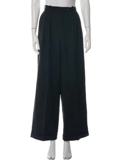 Pre-owned Donna Karan Wool Wide Leg Pants In Black