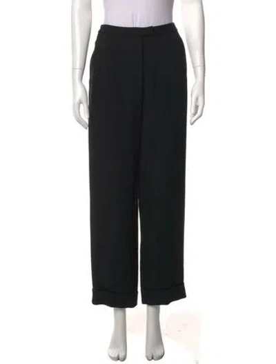 Pre-owned Donna Karan Wool Wide Leg Pants In Black