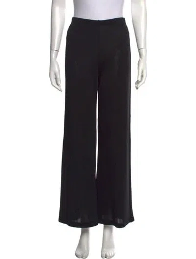 Pre-owned Donna Karan Wool Wide Leg Pants In Black