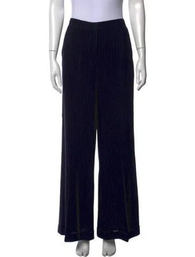 Pre-owned Donna Karan Wool Wide Leg Pants In Black