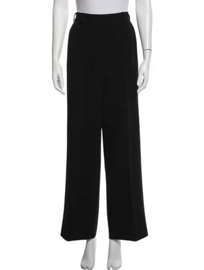 Pre-owned Donna Karan Wool Wide Leg Pants In Black