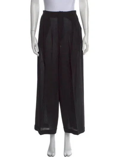 Pre-owned Donna Karan Wool Wide Leg Pants In Green