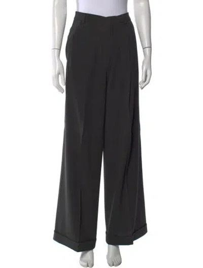Pre-owned Donna Karan Wool Wide Leg Pants In Green