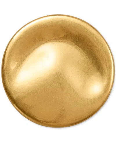 Donna Karan Worn 24k Gold Plated Wave Coin Brooch In Burgundy