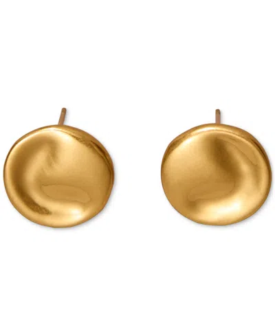 Donna Karan Worn 24k Gold Plated Wave Coin Stud Earrings In Brown