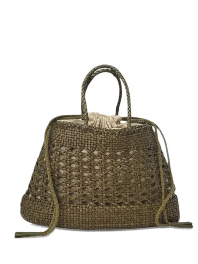 Donna Karan Woven Drawstring Bucket Bag In Black
