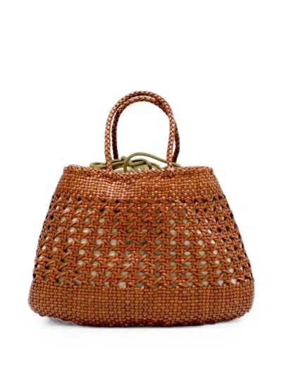 Donna Karan Woven Leather Shoulder Bag In Orange