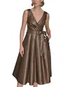 Donna Karan Wrap Effect Bow Waist Midi Gown In Brown