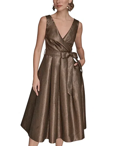 DONNA KARAN WRAP EFFECT BOW WAIST MIDI GOWN