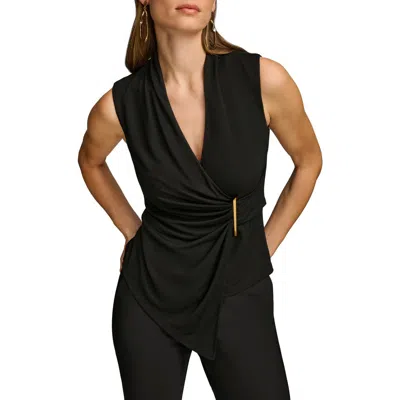 DONNA KARAN DONNA KARAN NEW YORK WRAP FRONT SLEEVELESS TOP