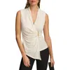 Donna Karan New York Wrap Front Sleeveless Top In Cream