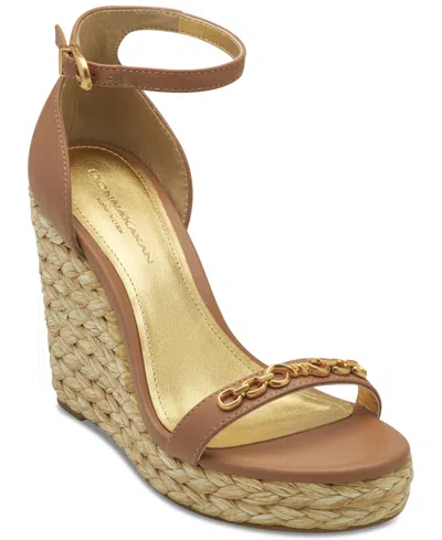 Donna Karan Yulissa Embellished Ankle-strap Espadrille Wedge Sandals In Tan