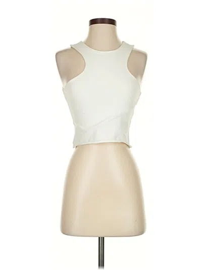 Pre-owned Donna Mizani Tank Top Ivory Halter Neckline Tops In White