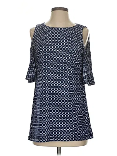 Pre-owned Donna Morgan 3/4 Sleeve Top Blue Cold Shoulder Neckline Tops