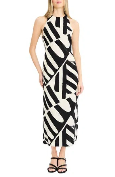 Donna Morgan Abstract Print Sleeveless Maxi Dress In Black
