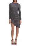 Donna Morgan Asymmetric Hem Long Sleeve Party Dress In Silver In Silver