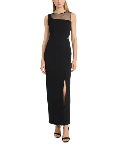 Donna Morgan Asymmetric Illusion Dress In Black