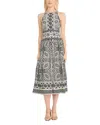 Donna Morgan Border Print Dress In Black Cream