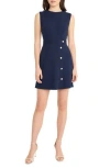 Donna Morgan Button Detail Sleeveless Minidress In Navy Blazer