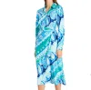 Donna Morgan Long Sleeve Midi Shirtdress In Multi