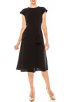 Donna Morgan Cap Sleeve A-line Midi Dress In Marine Navy In Multi