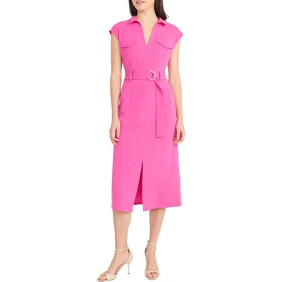 Donna Morgan Cap Sleeve Crepe Utility Shirtdress In Rose Violet