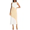 Donna Morgan Colorblock Sleeveless A-line Dress In Ivory/irish Cream