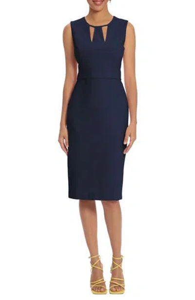 Donna Morgan Cutout Sheath Midi Dress In Blue
