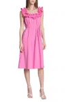 Donna Morgan D8095m Short A Line Ruffle Midi Cocktail Dress In Pink