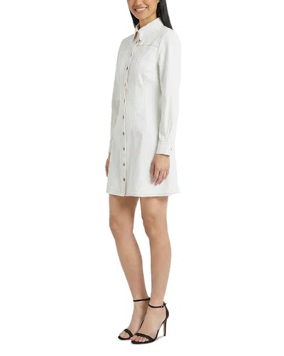 Donna Morgan Denim Vertical Seam Mini Shirt Dress In Brown In White