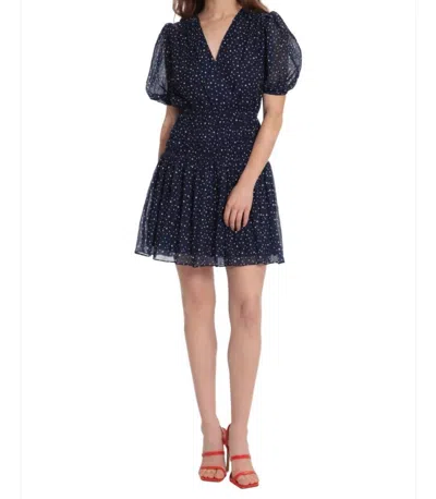 Donna Morgan Dot Mini Dress In Navy In Blue