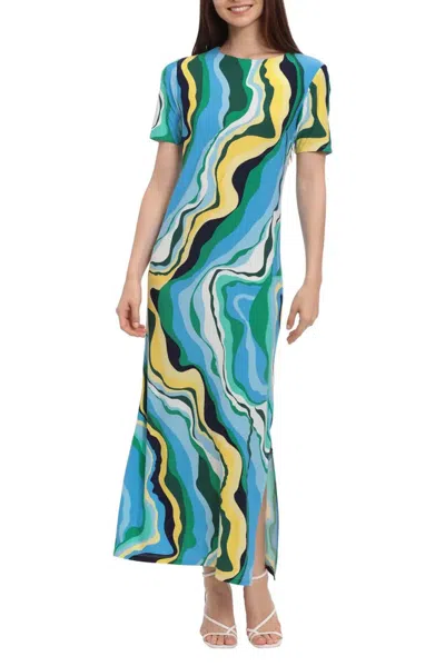 Donna Morgan Dt037m Long Formal Printed Dress In Blue
