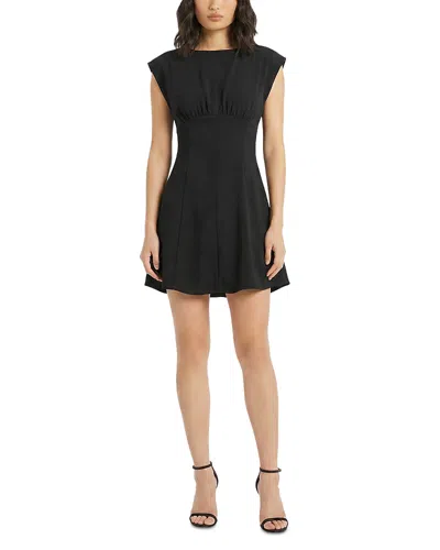 Donna Morgan Extended Shoulder Boat Neck Mini Dress In Black