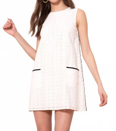 Donna Morgan Eyelet Sleeveless Dress In White