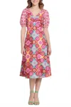 Donna Morgan Floral Short Sleeve A-line Dress In Soft White Pink In Multi
