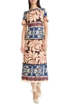 Donna Morgan For Maggy Abstract Floral Short Sleeve Maxi Dress In Multi