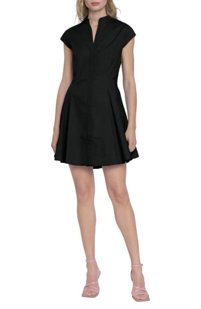Donna Morgan For Maggy Cap Sleeve Fit & Flare Shirtdress In Black