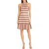 Donna Morgan For Maggy Chevron Print Halter Neck Dress In Light Pink/neutral