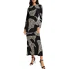 Donna Morgan For Maggy Colorblock Long Sleeve Maxi Dress In Black Cream
