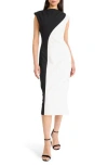 Donna Morgan For Maggy Colorblocked Sleeveless Midi Dress In Black