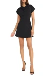 Donna Morgan For Maggy Cowl Neck Short Sleeve Fit & Flare Minidress In Black